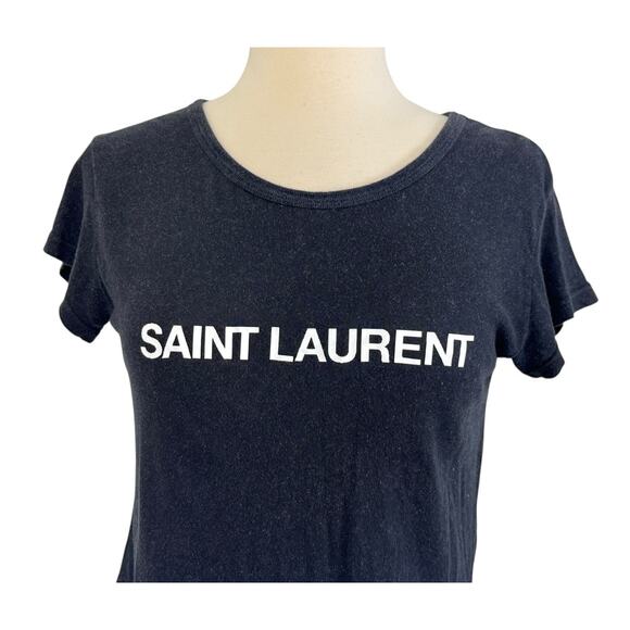 SAINT LAURENT Brandy Melville Graphic Letter Printed Super Soft Black T Shirt OS - Picture 3 of 7